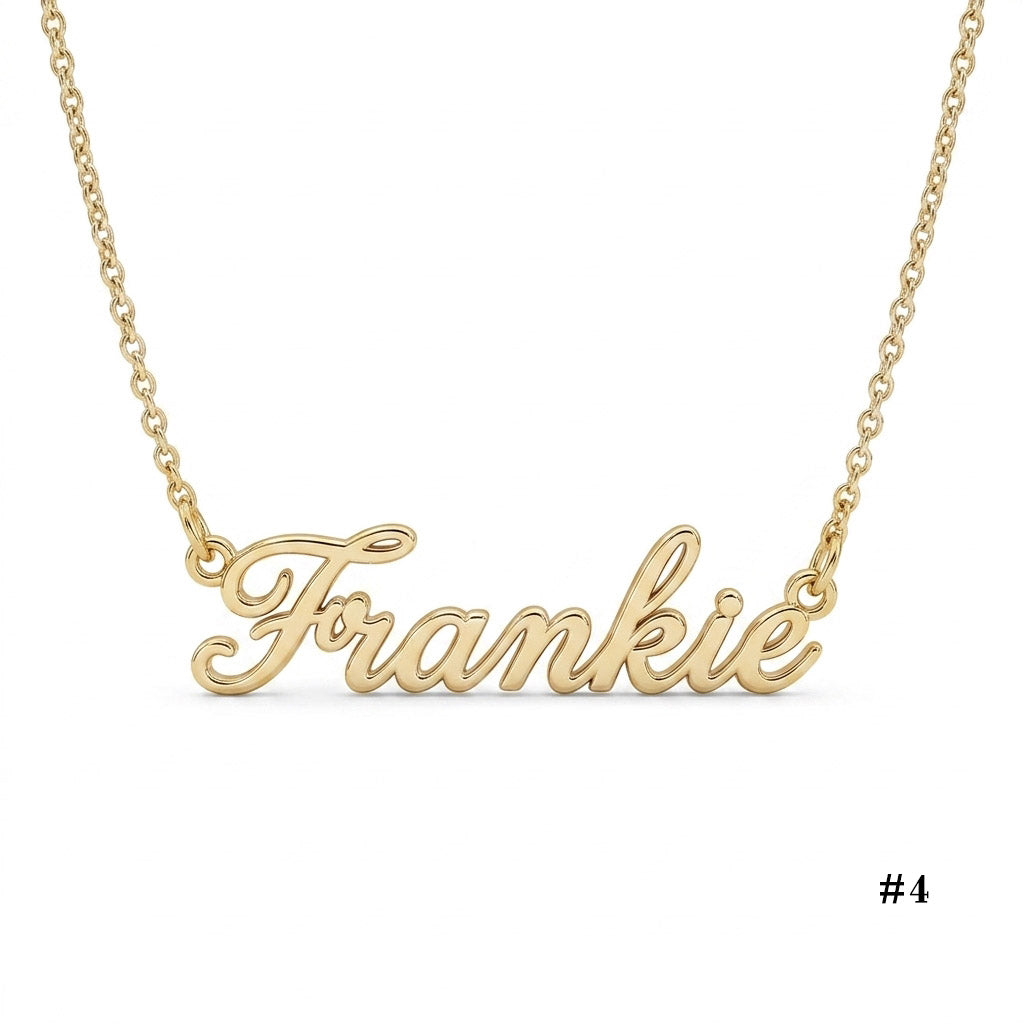 Personalized Frankie Name Necklace in 14K Gold – Custom Script Pendant