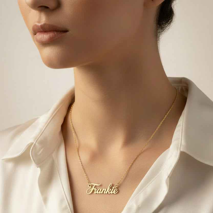 Personalized Name Necklace in 14K Gold – Custom Script Pendant