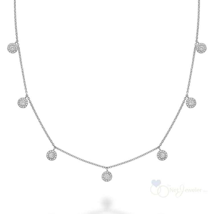 Halo Diamond Stations Necklace - White Gold - Necklaces