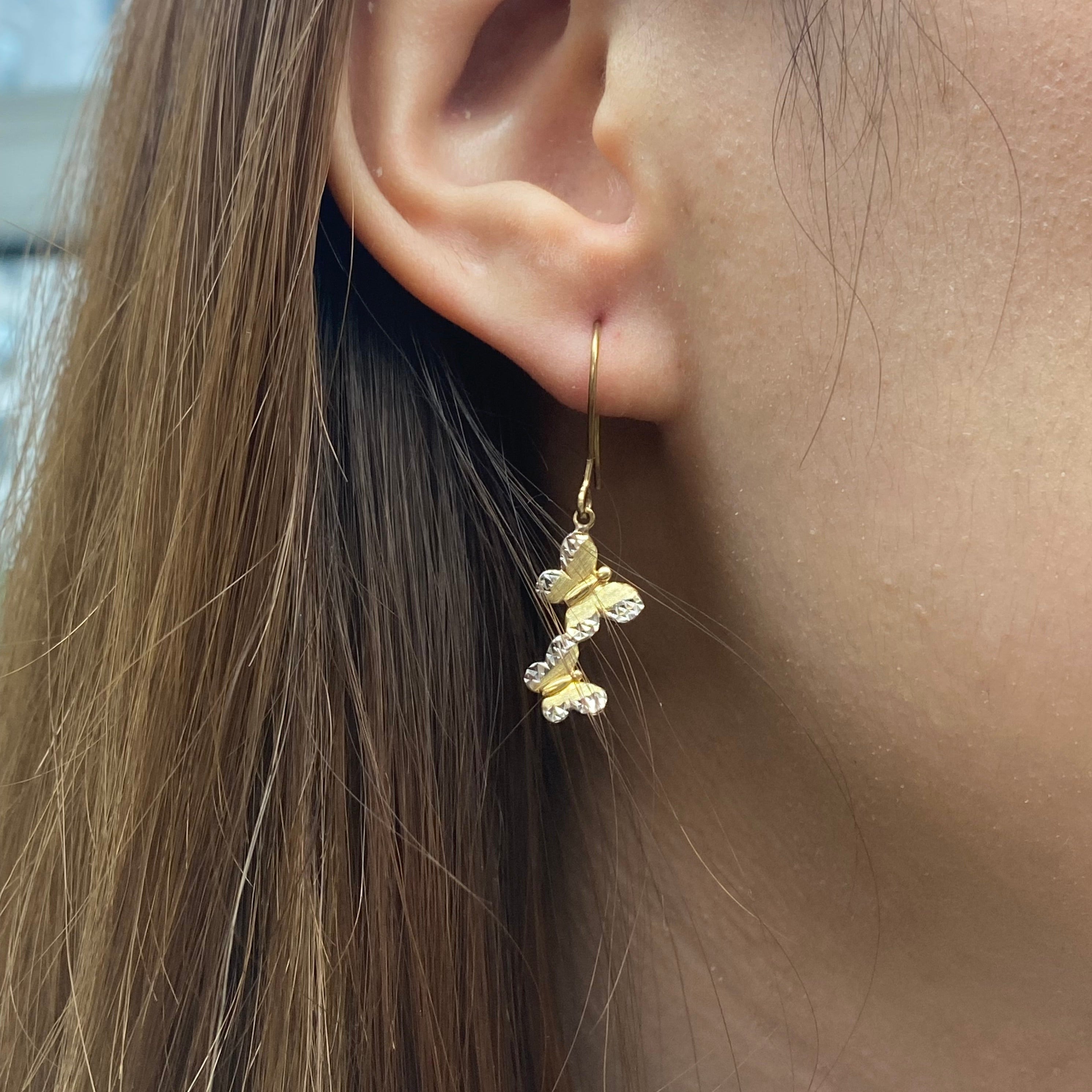 Two Butterflies Drop Earrings 10 karat gold - Thenetjeweler
