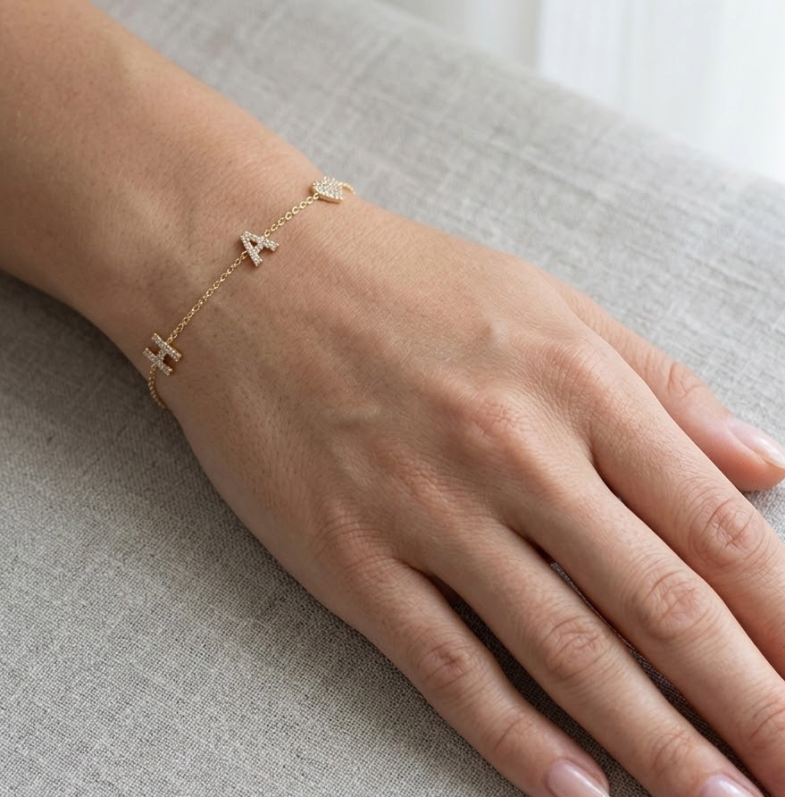 Initial Diamond Charm Bracelet in 14K Gold