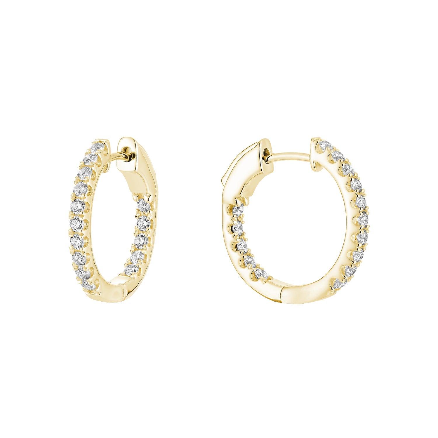 Inside Out Diamond Hoop Earrings 14K Gold - Thenetjeweler
