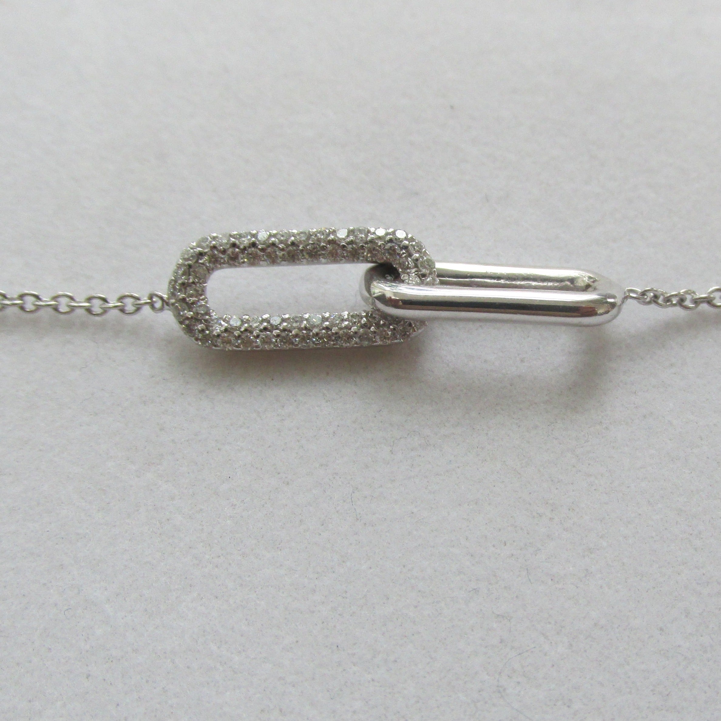 Interlocked Gold Diamond Paperclip Link Bracelet Thenetjeweler by Importex