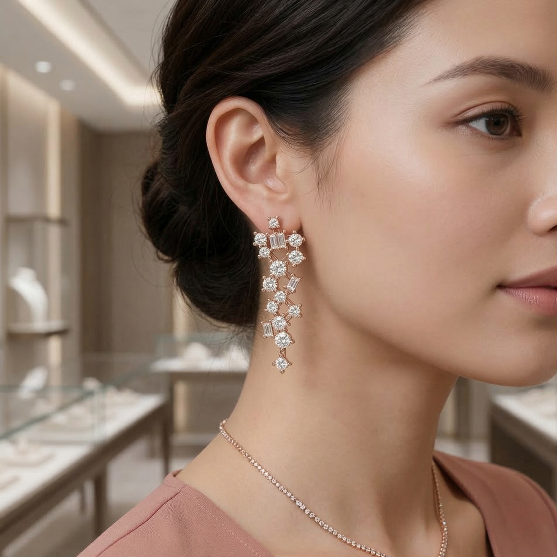 1.20 CTW Lab-Grown Diamond Geometric Drop Earrings in 14K Gold