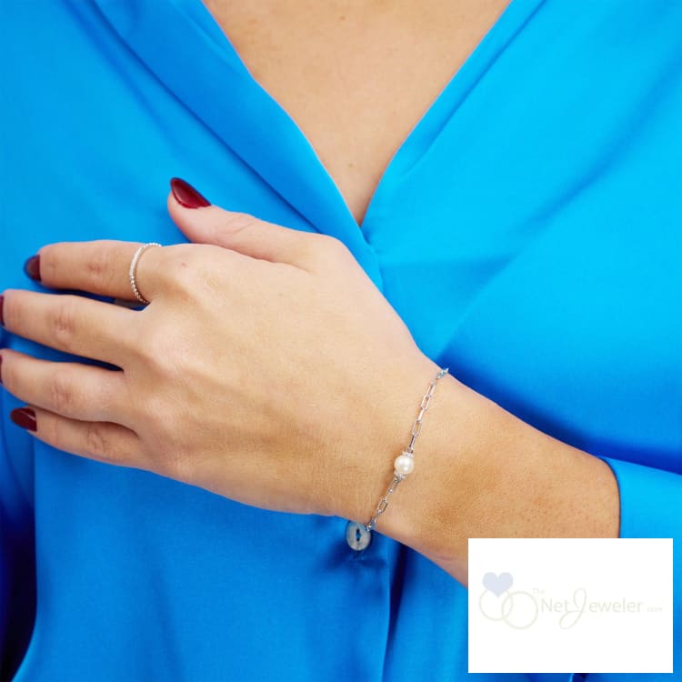 Link Chain Bracelet with Pearl-Thenetjeweler