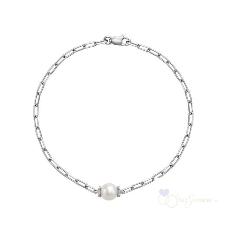 Link Chain Bracelet with Pearl-Thenetjeweler