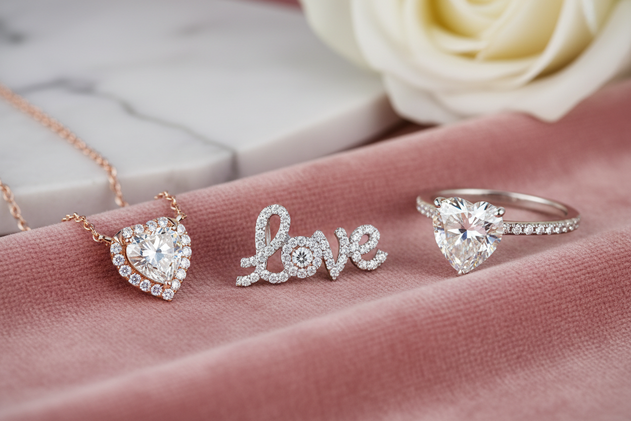 love pendant, a heart necklace, a heart ring