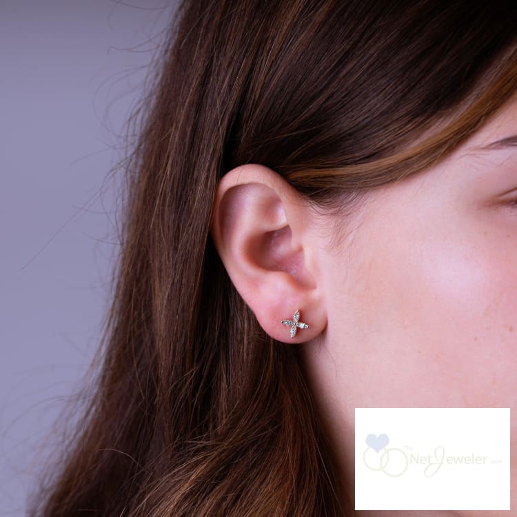 Marquise Flower Diamond Stud Earrings-RNB Jewellery