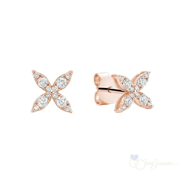 Marquise Flower Diamond Stud Earrings-RNB Jewellery