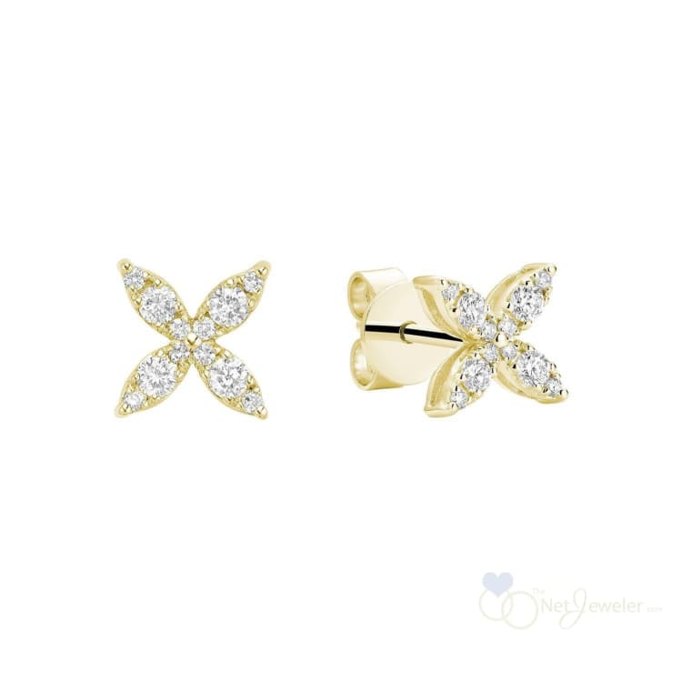 Marquise Flower Diamond Stud Earrings-RNB Jewellery
