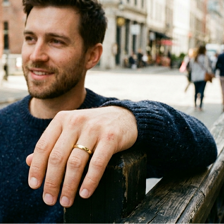 Classic 3mm 14k yellow gold comfort-fit wedding ring with a high-polished finish