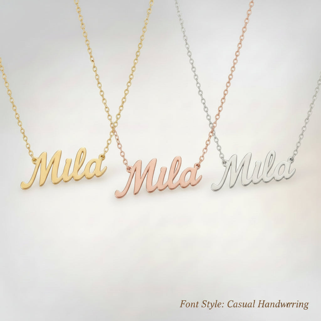 Personalized Name Necklace in Gold – Custom Script Pendant