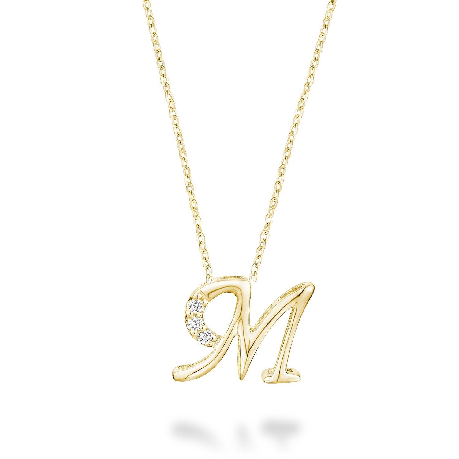 Mini pendentif initial en diamant avec chaîne