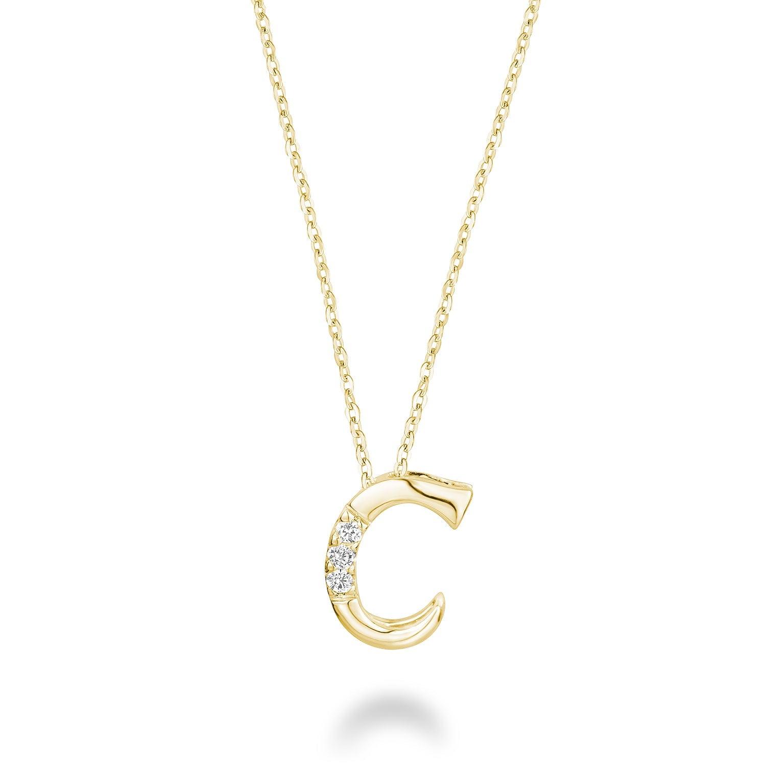 Mini pendentif initial en diamant avec chaîne