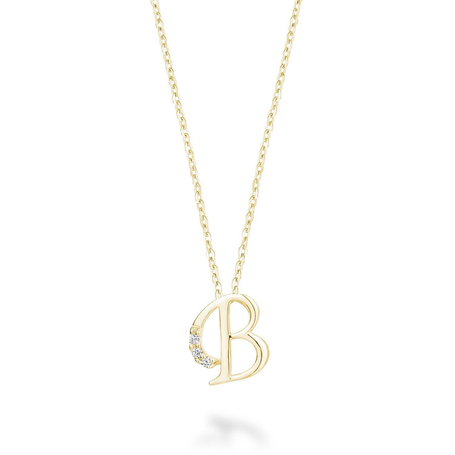Mini Diamond Initial Pendant with Chain - Thenetjeweler