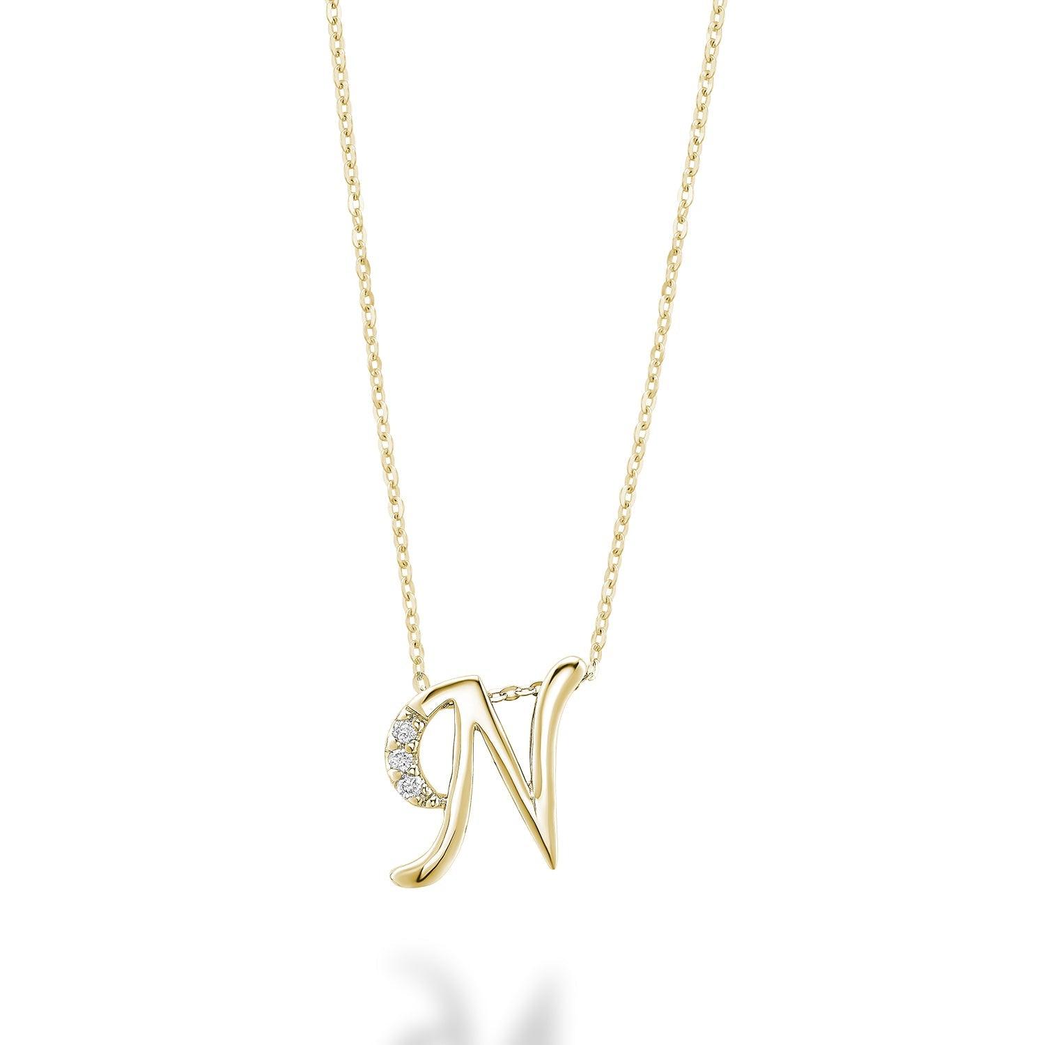 Mini Diamond Initial Pendant with Chain - Thenetjeweler