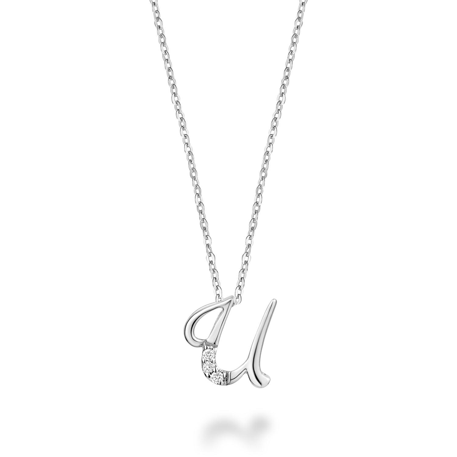 Mini pendentif initial en diamant avec chaîne
