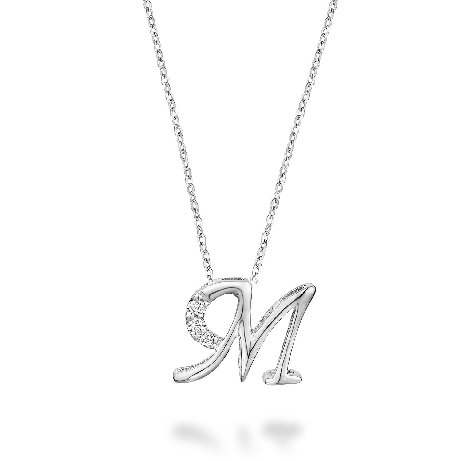 Mini pendentif initial en diamant avec chaîne