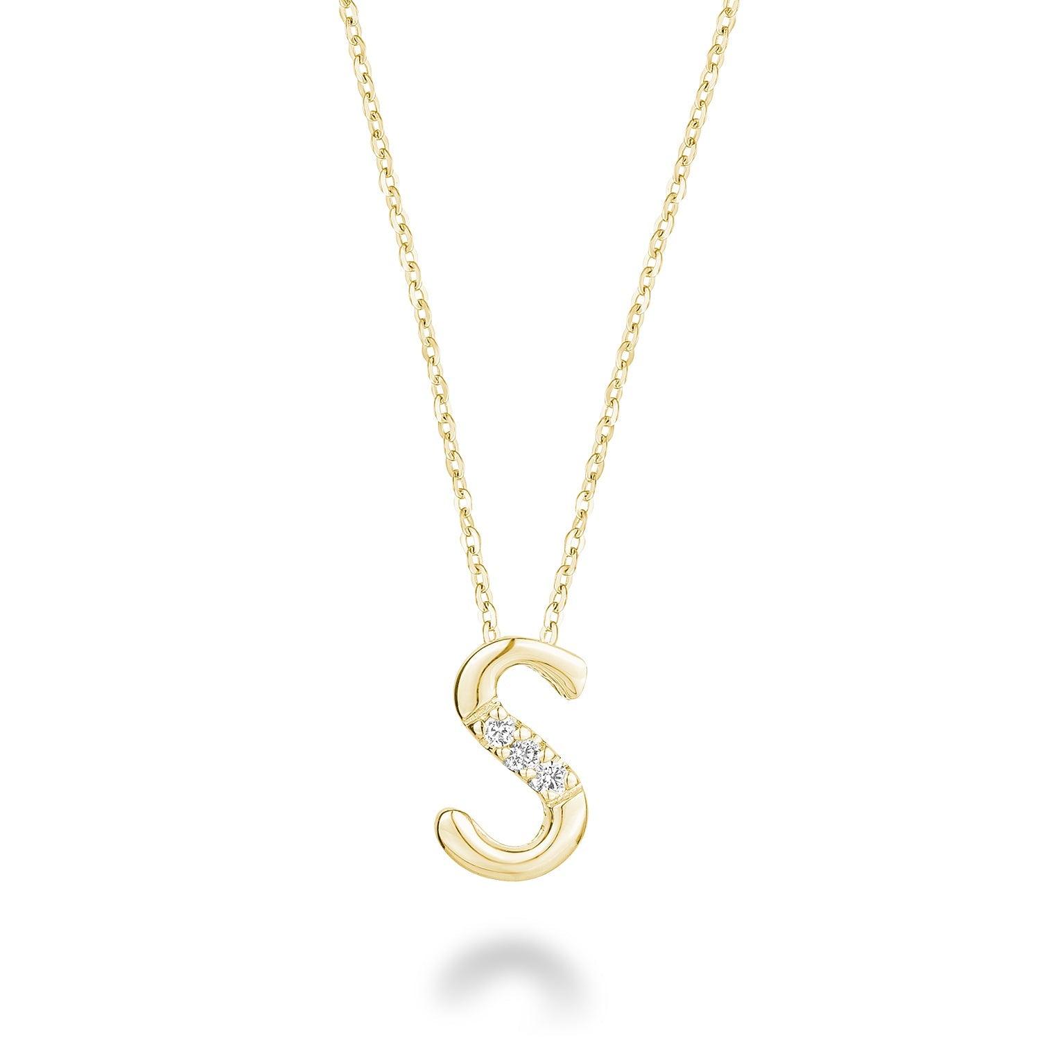 Mini Diamond Initial Pendant with Chain - Thenetjeweler
