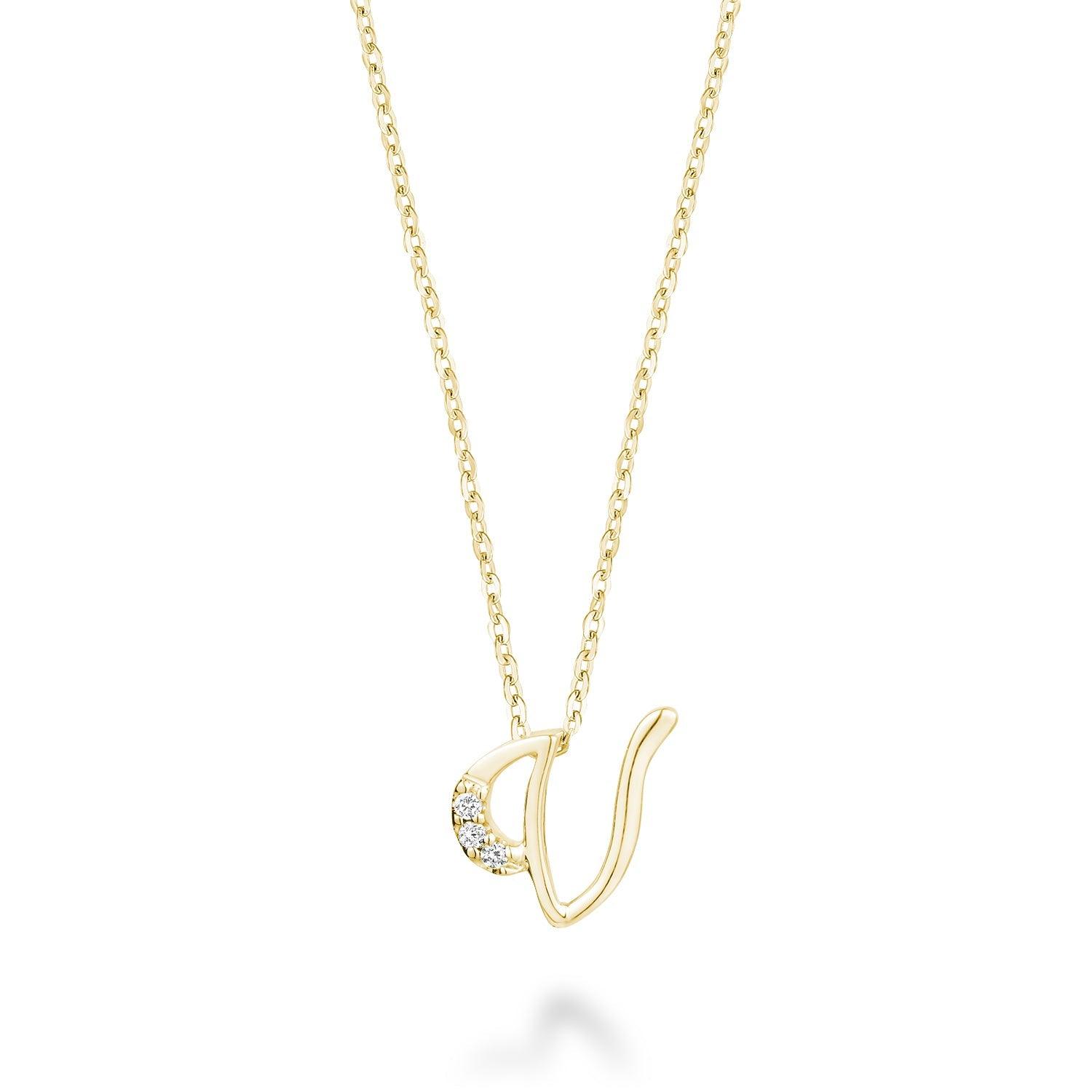 Mini pendentif initial en diamant avec chaîne