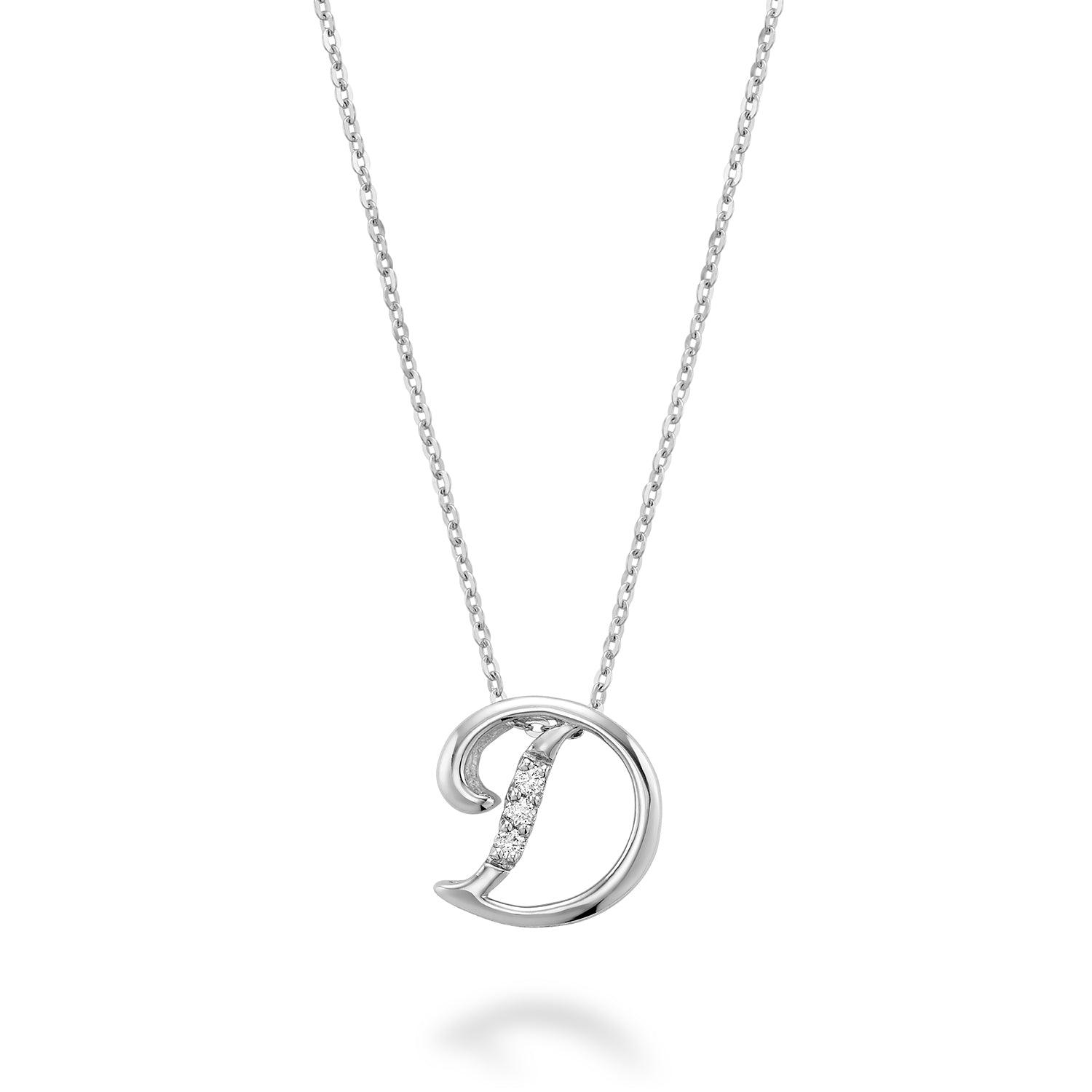 Mini pendentif initial en diamant avec chaîne