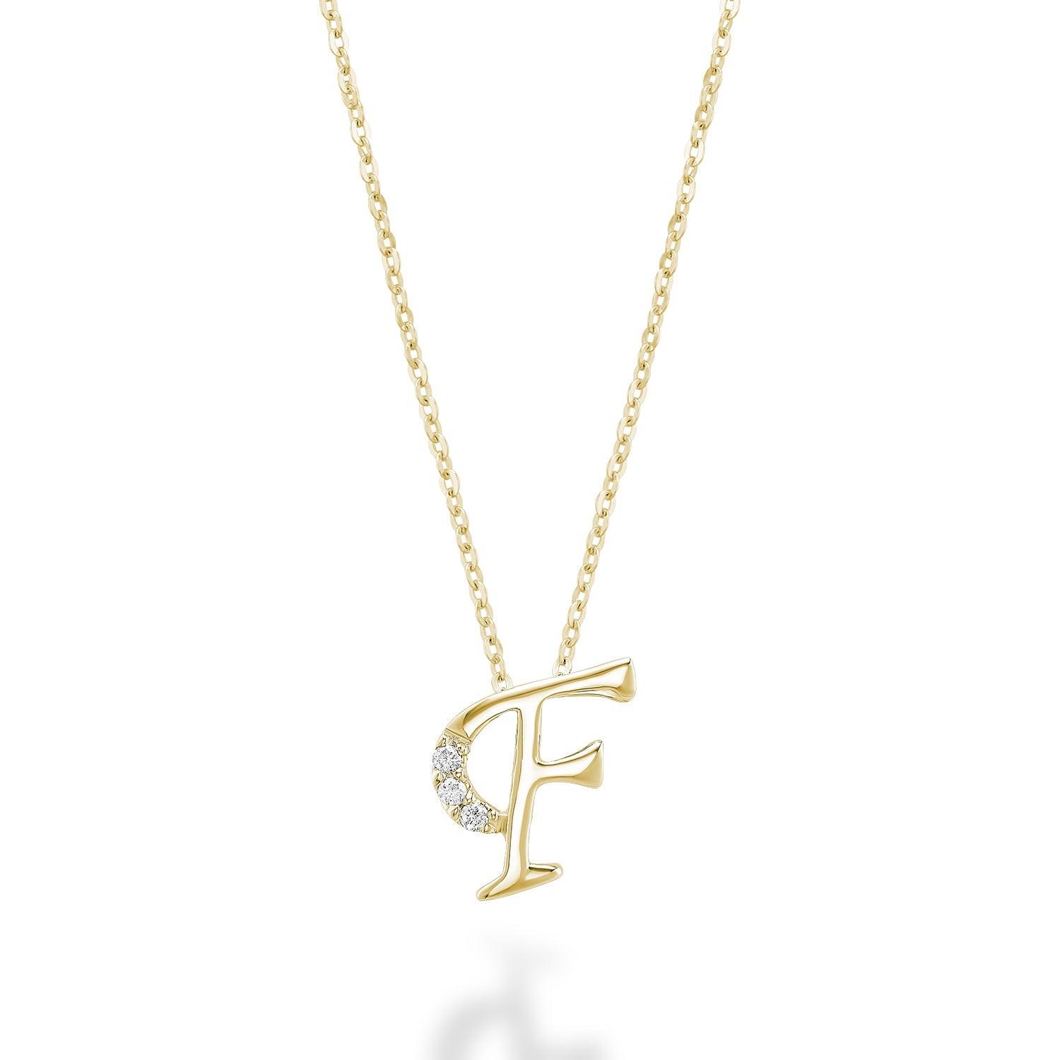 Mini Diamond Initial Pendant with Chain - Thenetjeweler