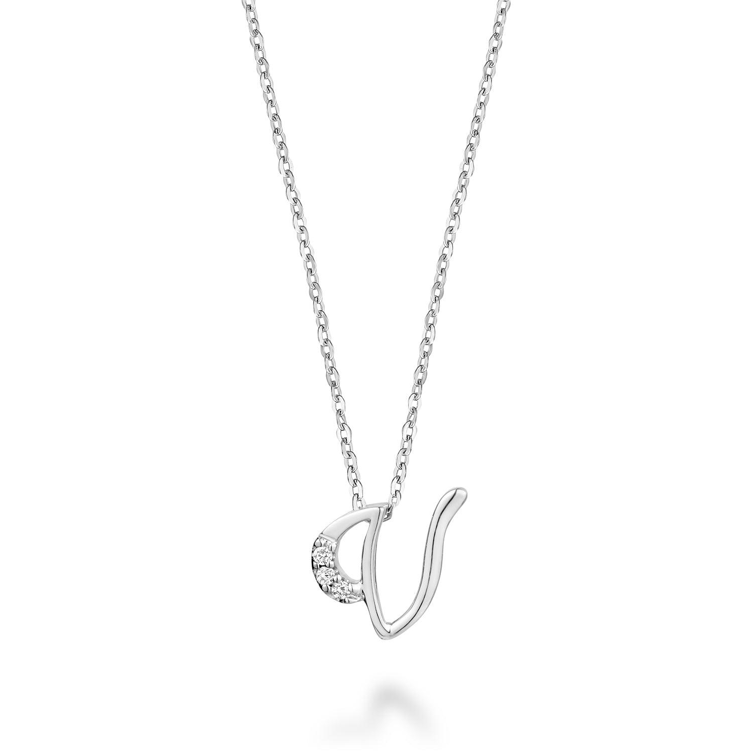 Mini pendentif initial en diamant avec chaîne