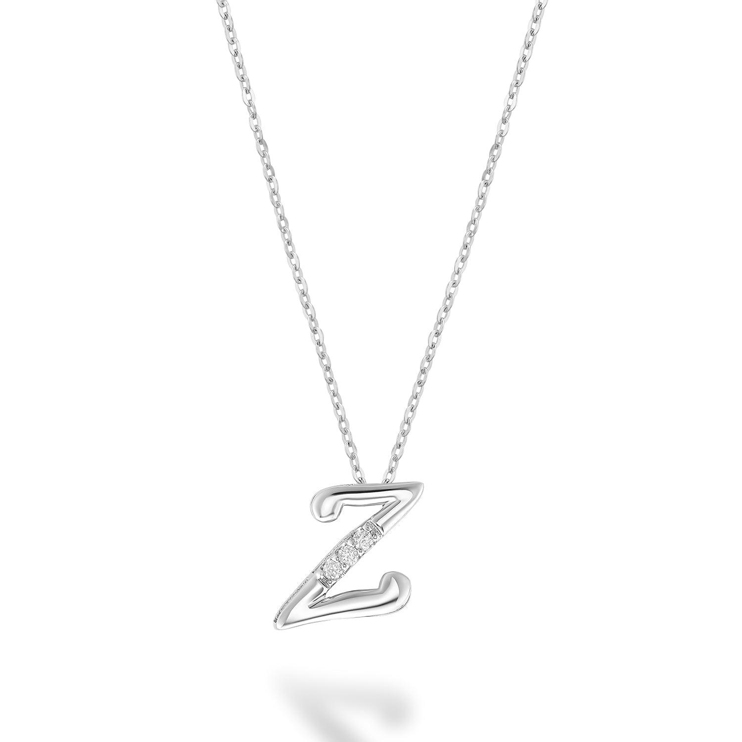 Mini pendentif initial en diamant avec chaîne