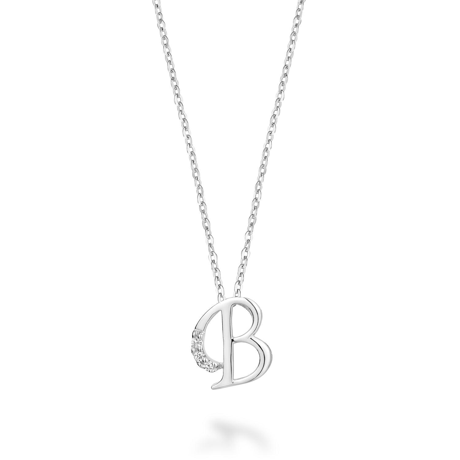 Mini pendentif initial en diamant avec chaîne