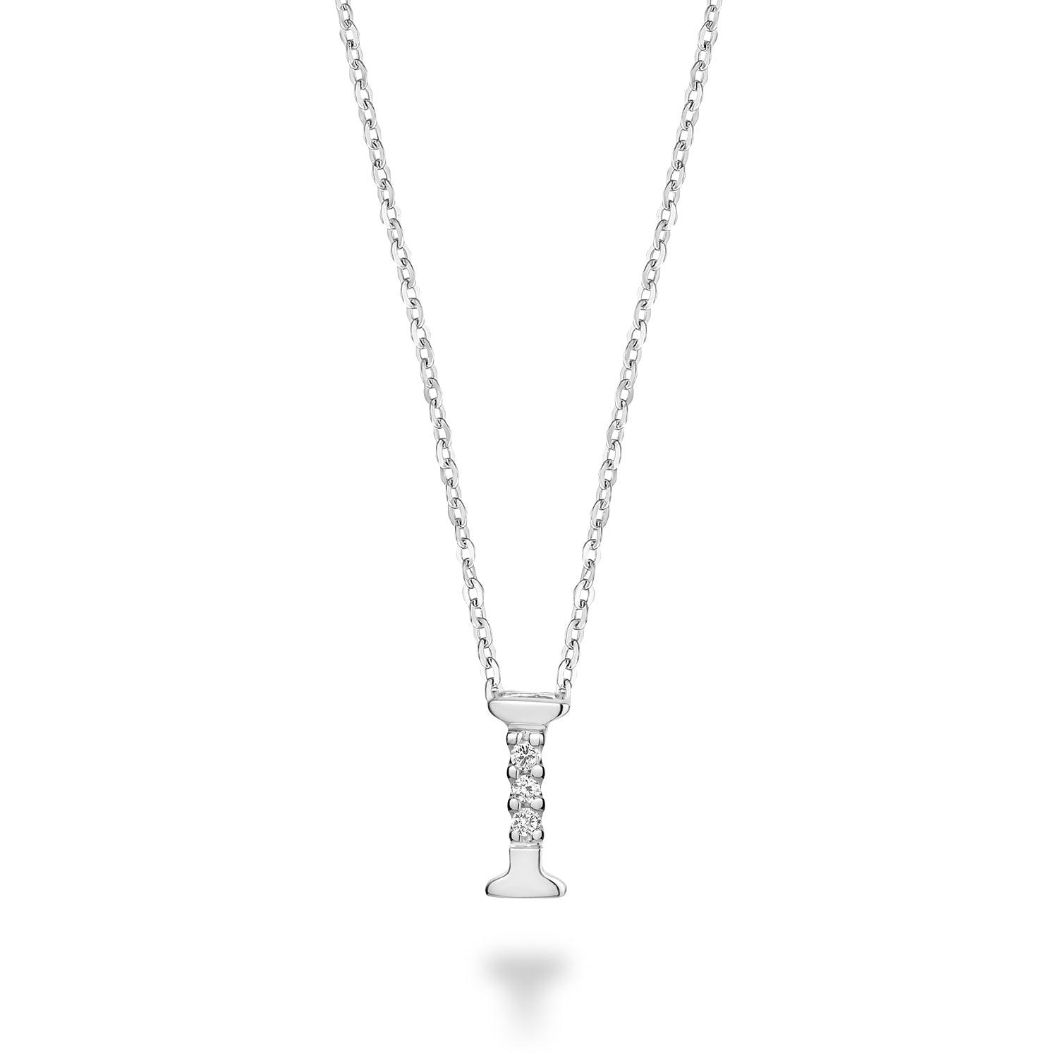 Mini pendentif initial en diamant avec chaîne