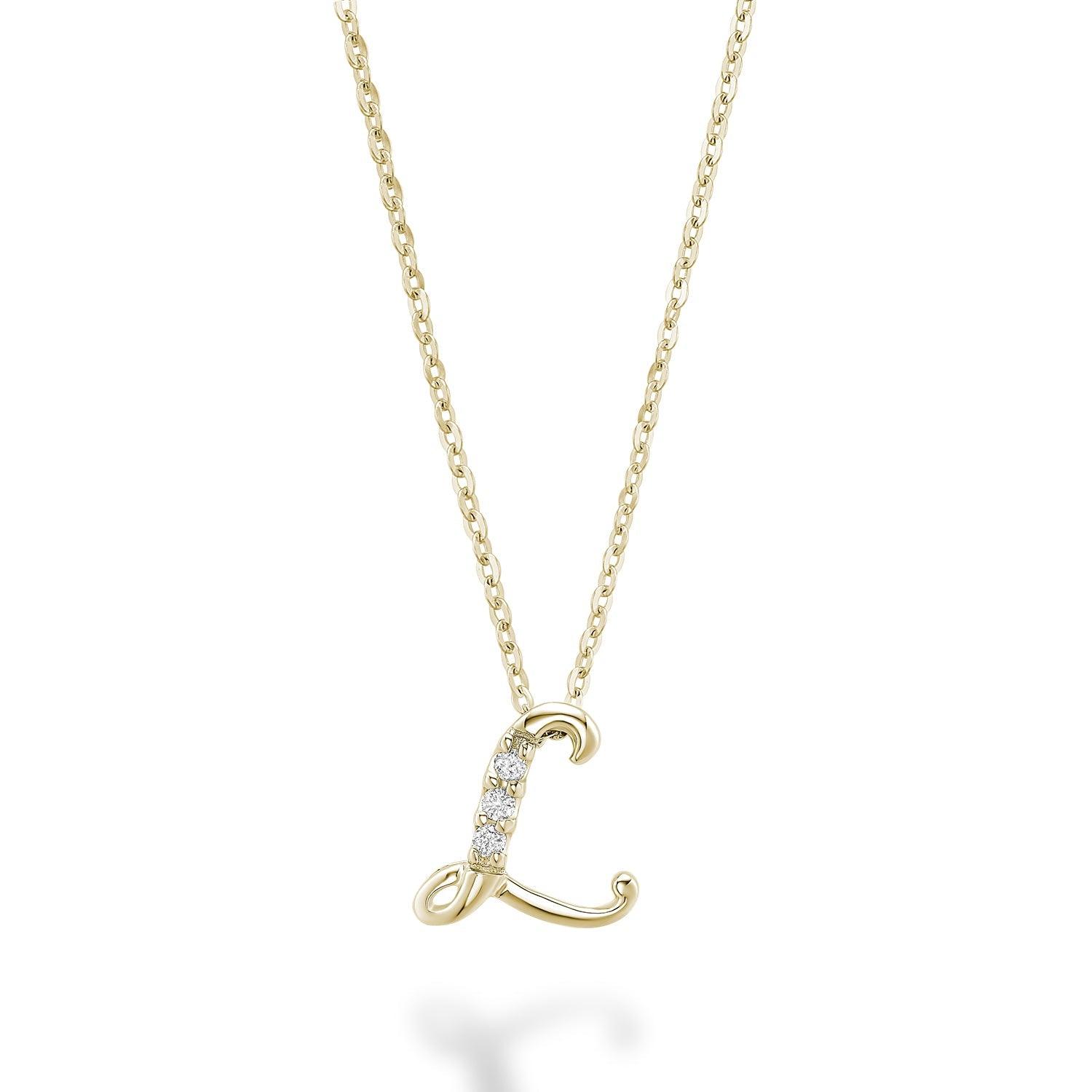Mini pendentif initial en diamant avec chaîne