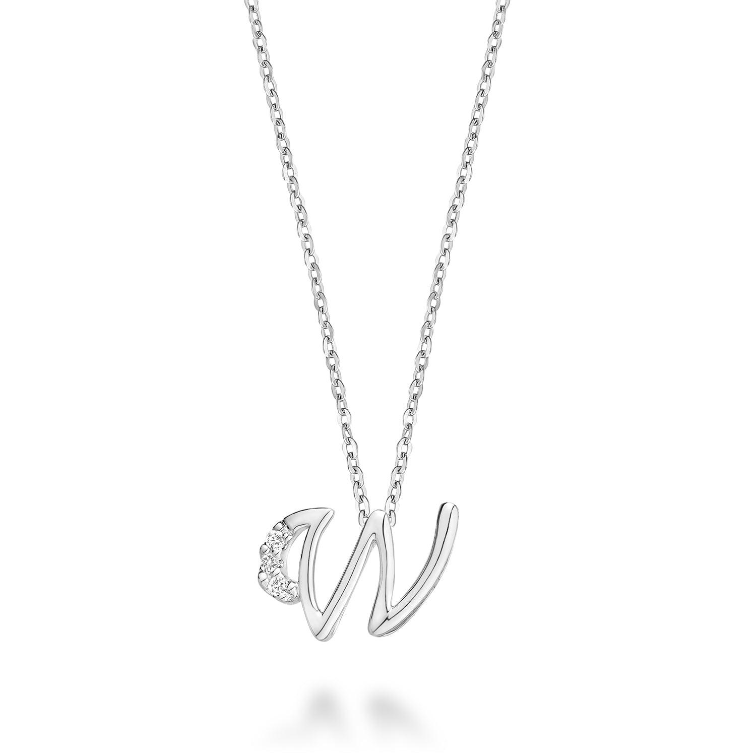 Mini pendentif initial en diamant avec chaîne
