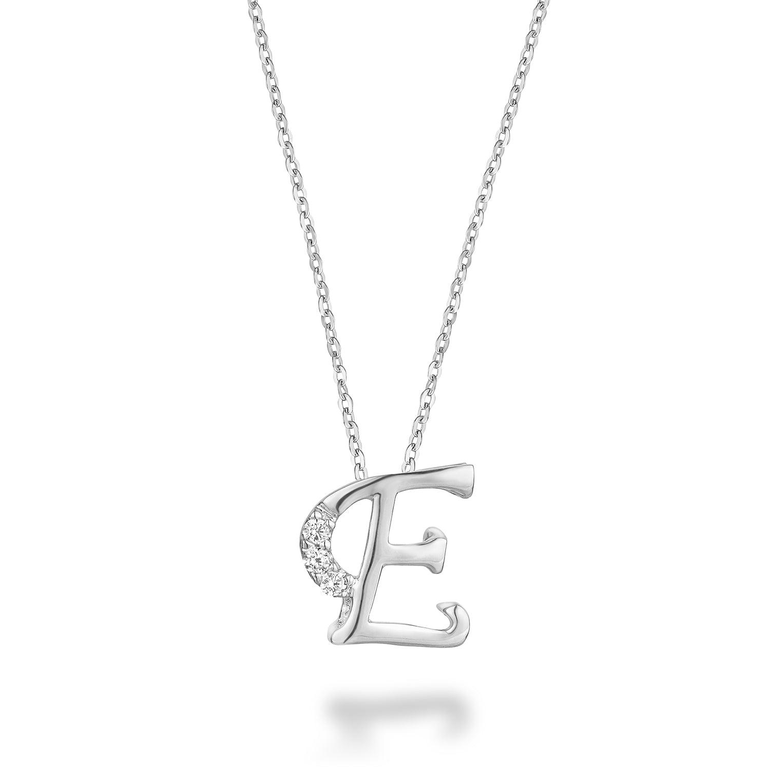 Mini pendentif initial en diamant avec chaîne