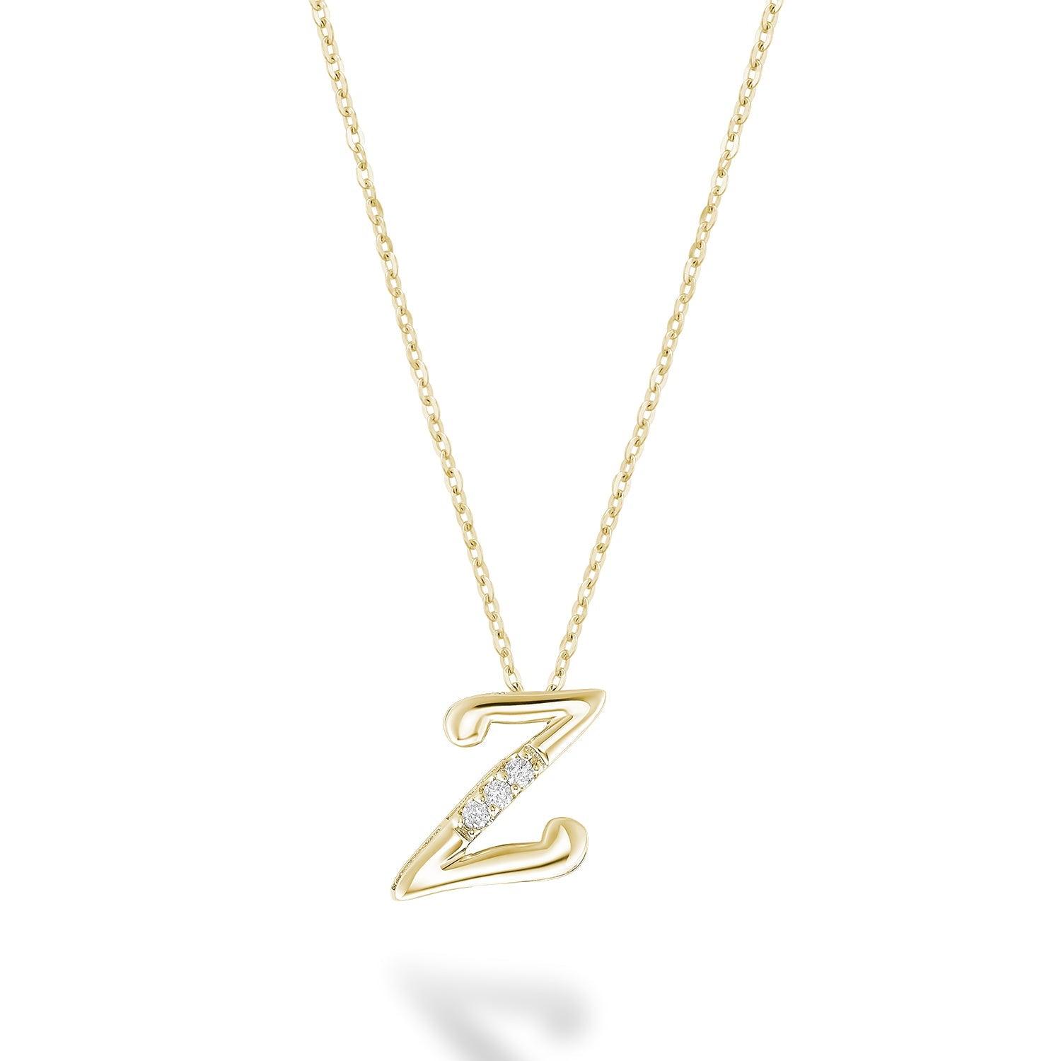 Mini pendentif initial en diamant avec chaîne