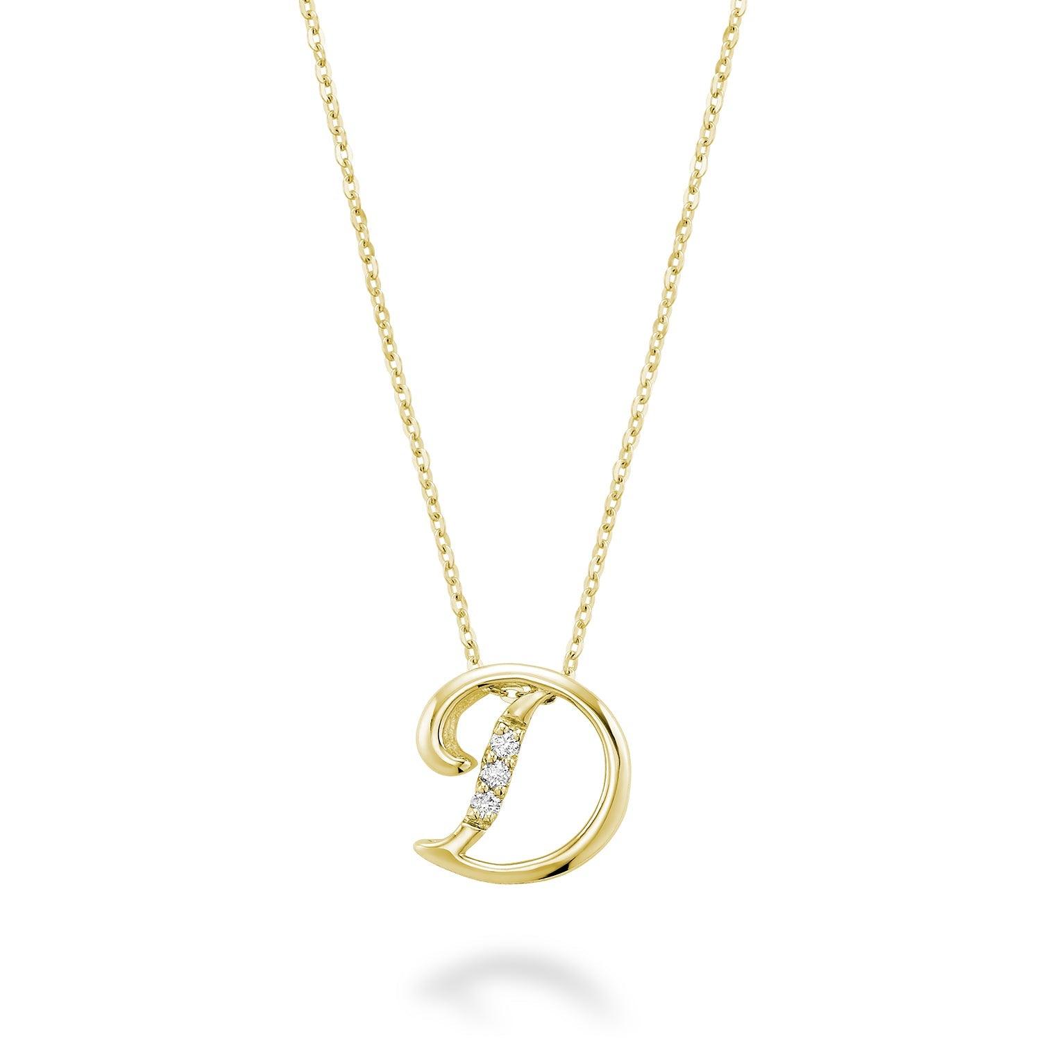 Mini pendentif initial en diamant avec chaîne