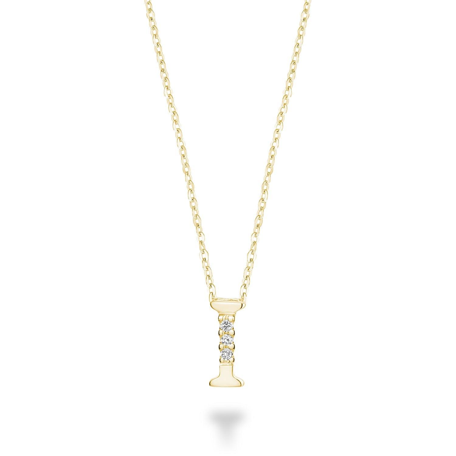 Mini pendentif initial en diamant avec chaîne