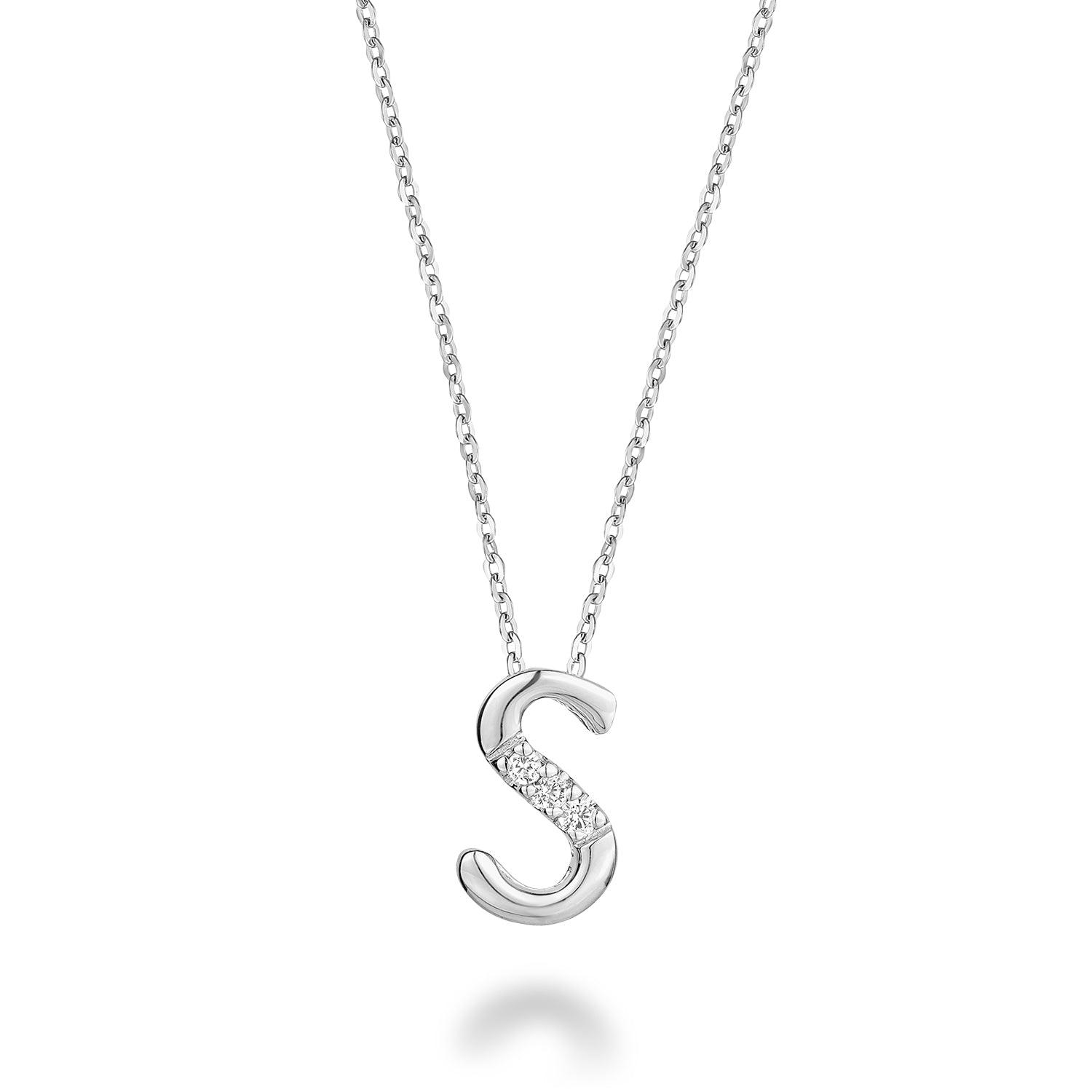Mini pendentif initial en diamant avec chaîne