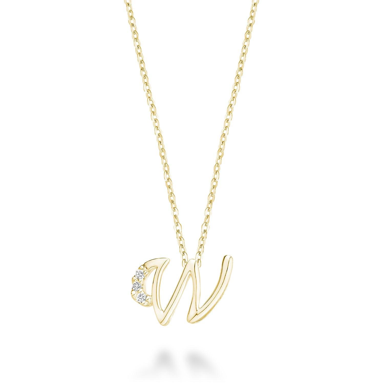 Mini pendentif initial en diamant avec chaîne