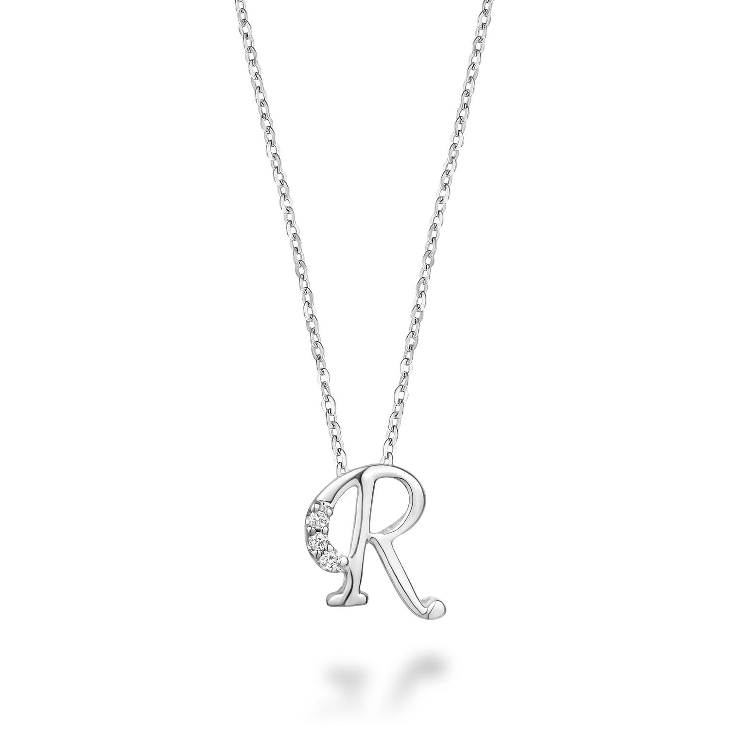 Mini pendentif initial en diamant avec chaîne