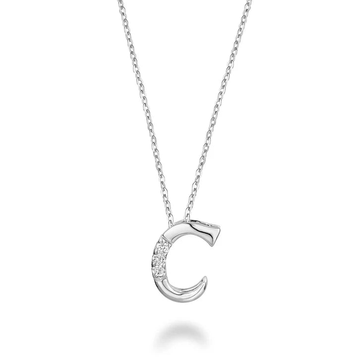 Mini pendentif initial en diamant avec chaîne