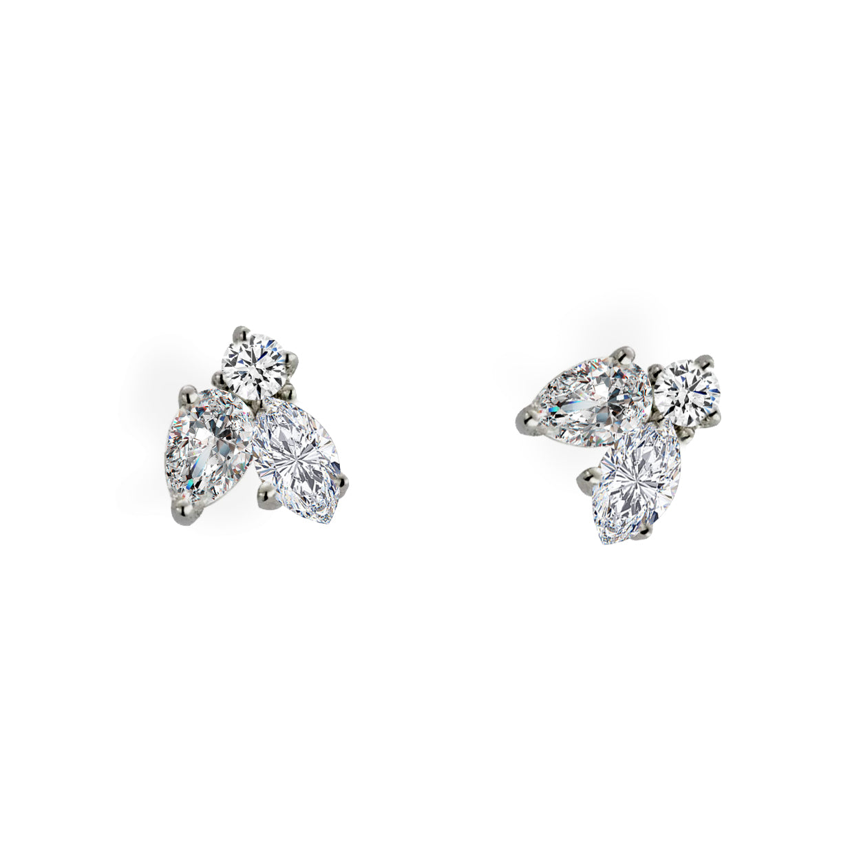 Mixed Shape Diamond Stud Earrings 3 Ct.T.W. - TheNetJeweler
