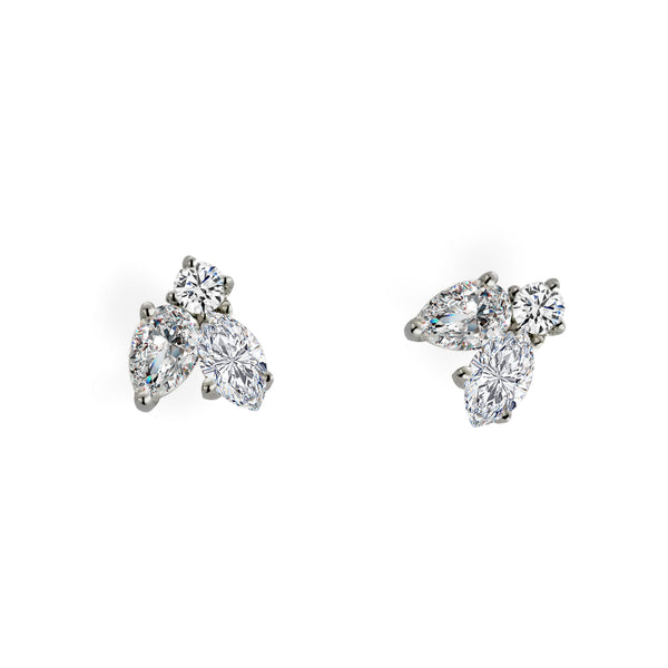 Mixed Shape Diamond Stud Earrings 3 Ct.T.W. - TheNetJeweler