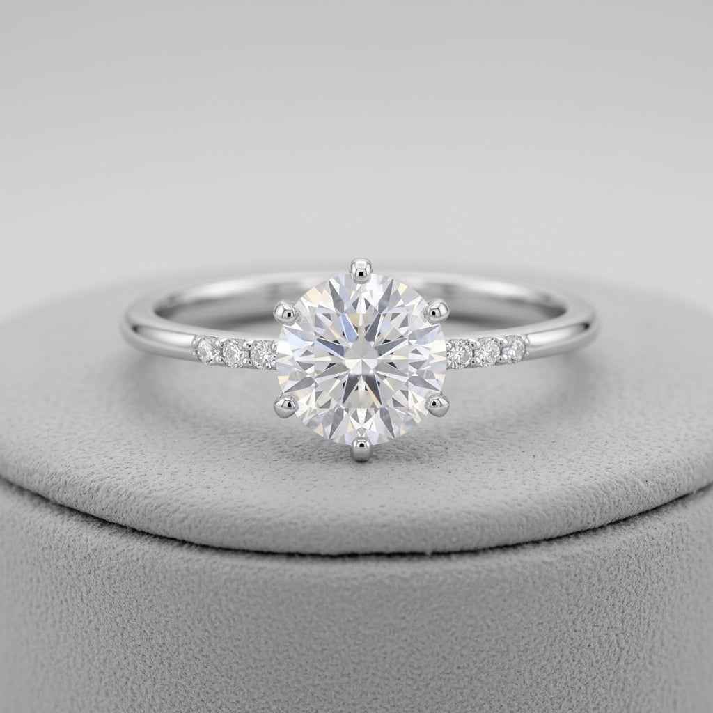 Classic 6-Prong Round Moissanite Engagement Ring | 10k White Gold