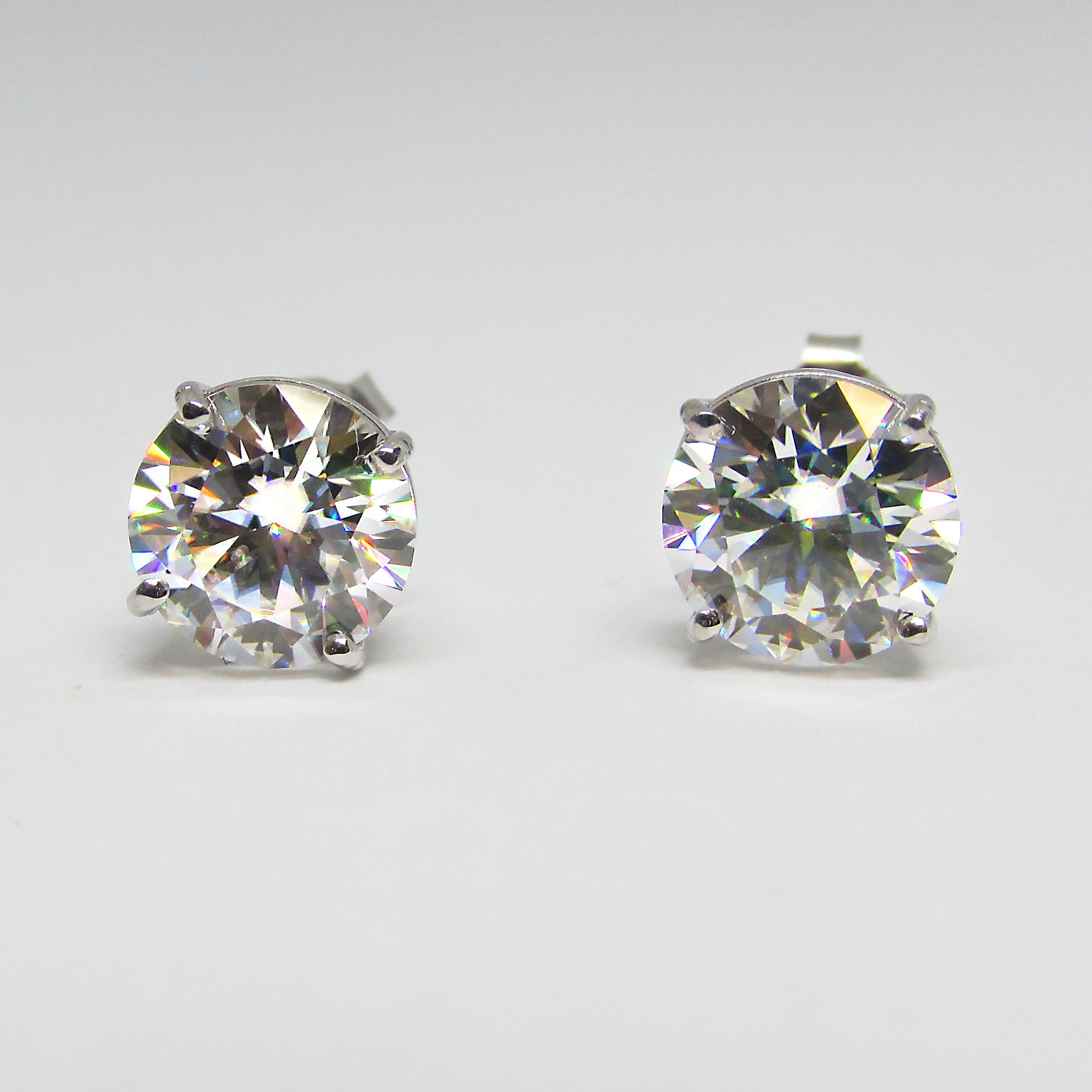 4.00 CTW Round Moissanite Solitaire Stud Earrings in 14K White Gold - Thenetjeweler