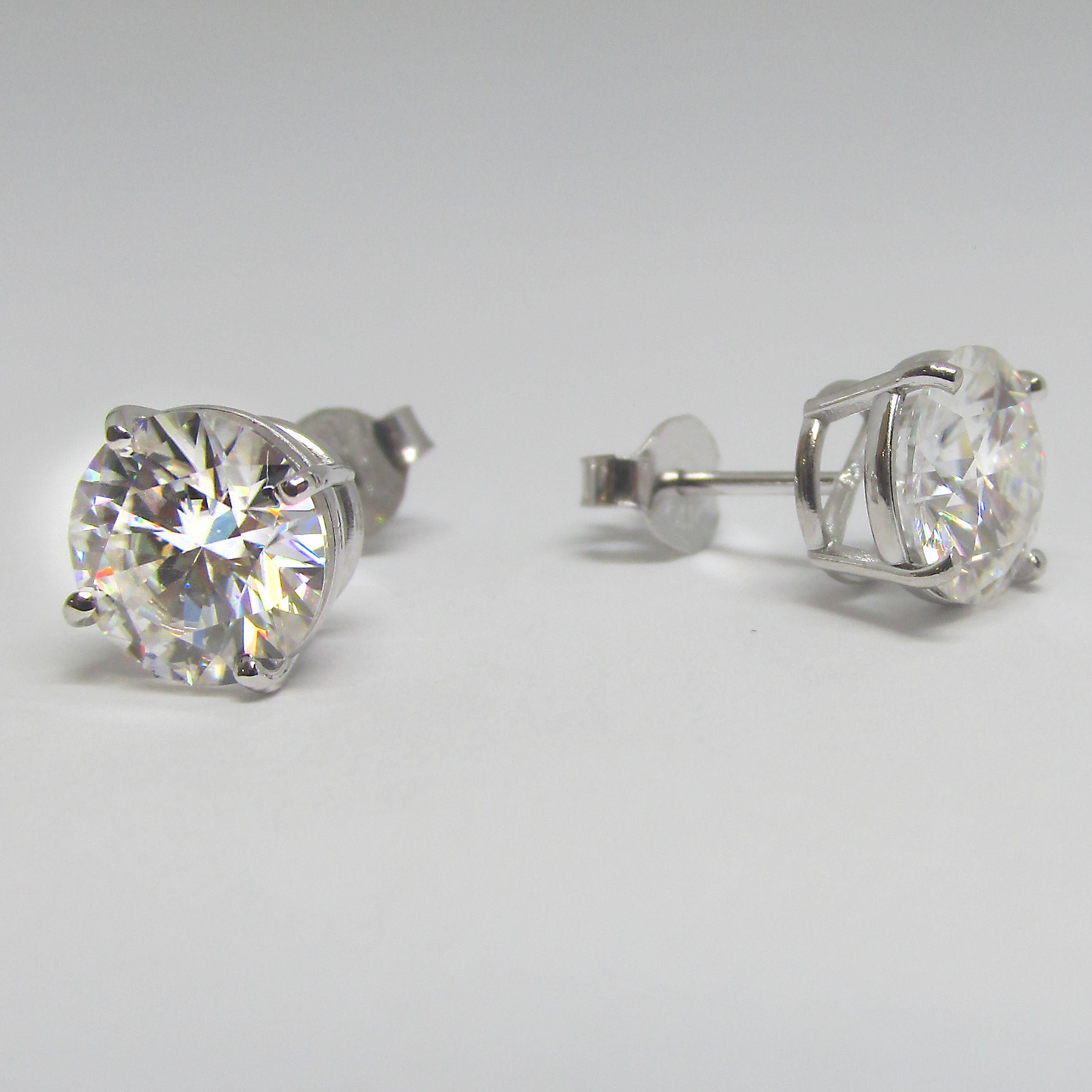 4.00 CTW Round Moissanite Solitaire Stud Earrings in 14K White Gold - Thenetjeweler