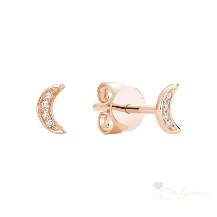 Moon Diamond Stud Earrings-RNB Jewellery
