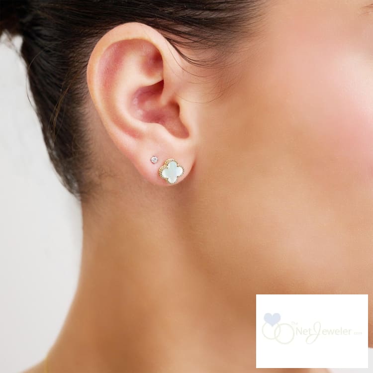 Mother of Pearl Clover Stud Earrings
