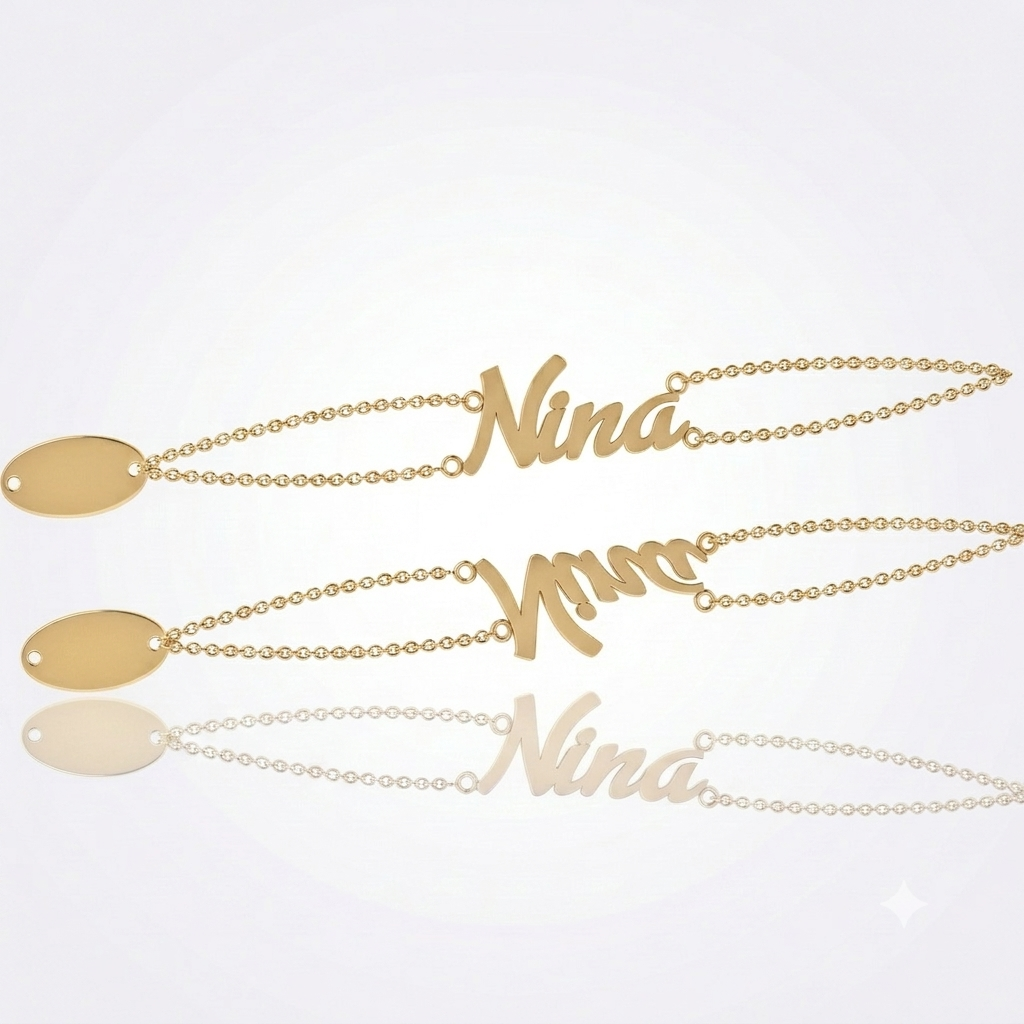 Nina Name Bracelet – 10K Gold | White, Yellow & Pink Rose Gold