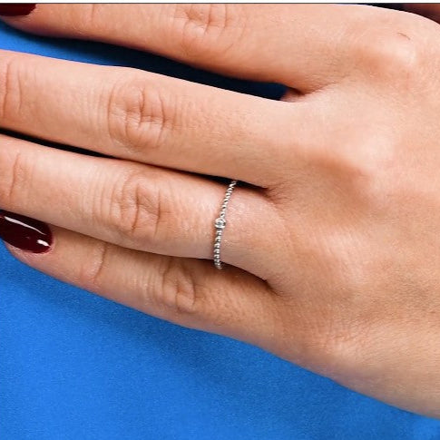 Diamond Solitaire Beaded Ring - Thenetjeweler