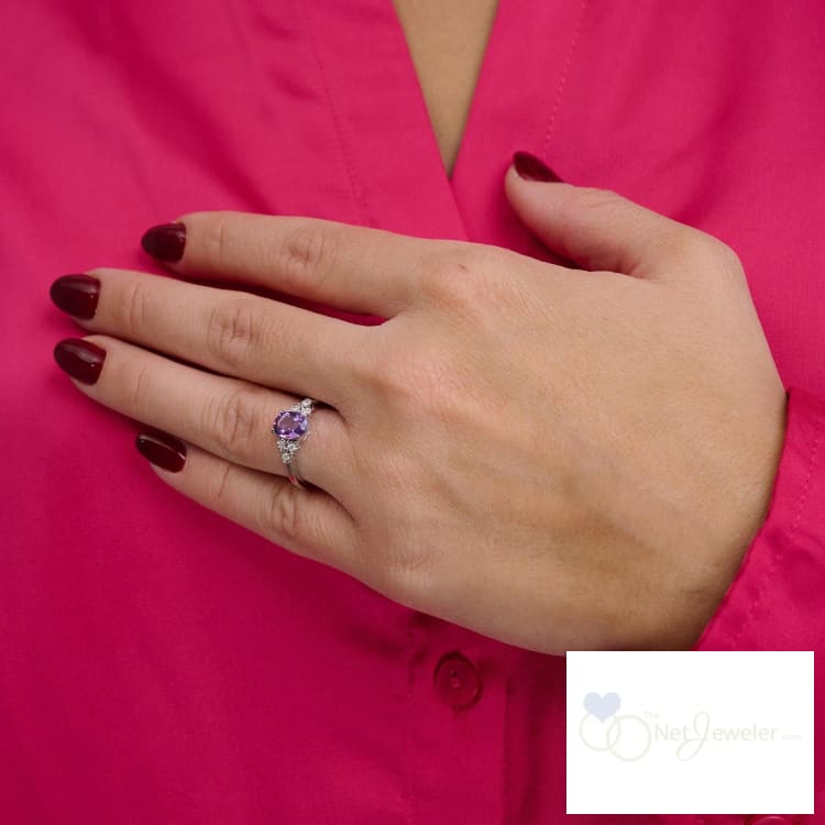 Oval Created Gemstone and Diamond Ring-RNB Jewellery